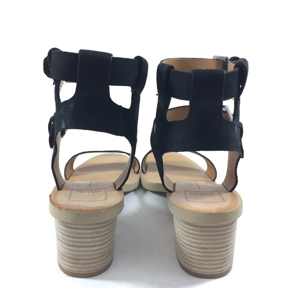 Dolce Vita Dual West Black Nubuck Sandals Heels - Picture 6 of 7